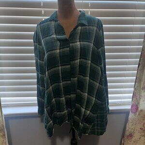 J. Jill Forest Checkered Button Down Shirt